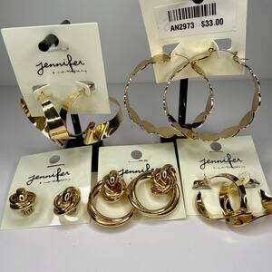 5 sets Jennifer & Company Gold Hoop Earring Bundle - NEW